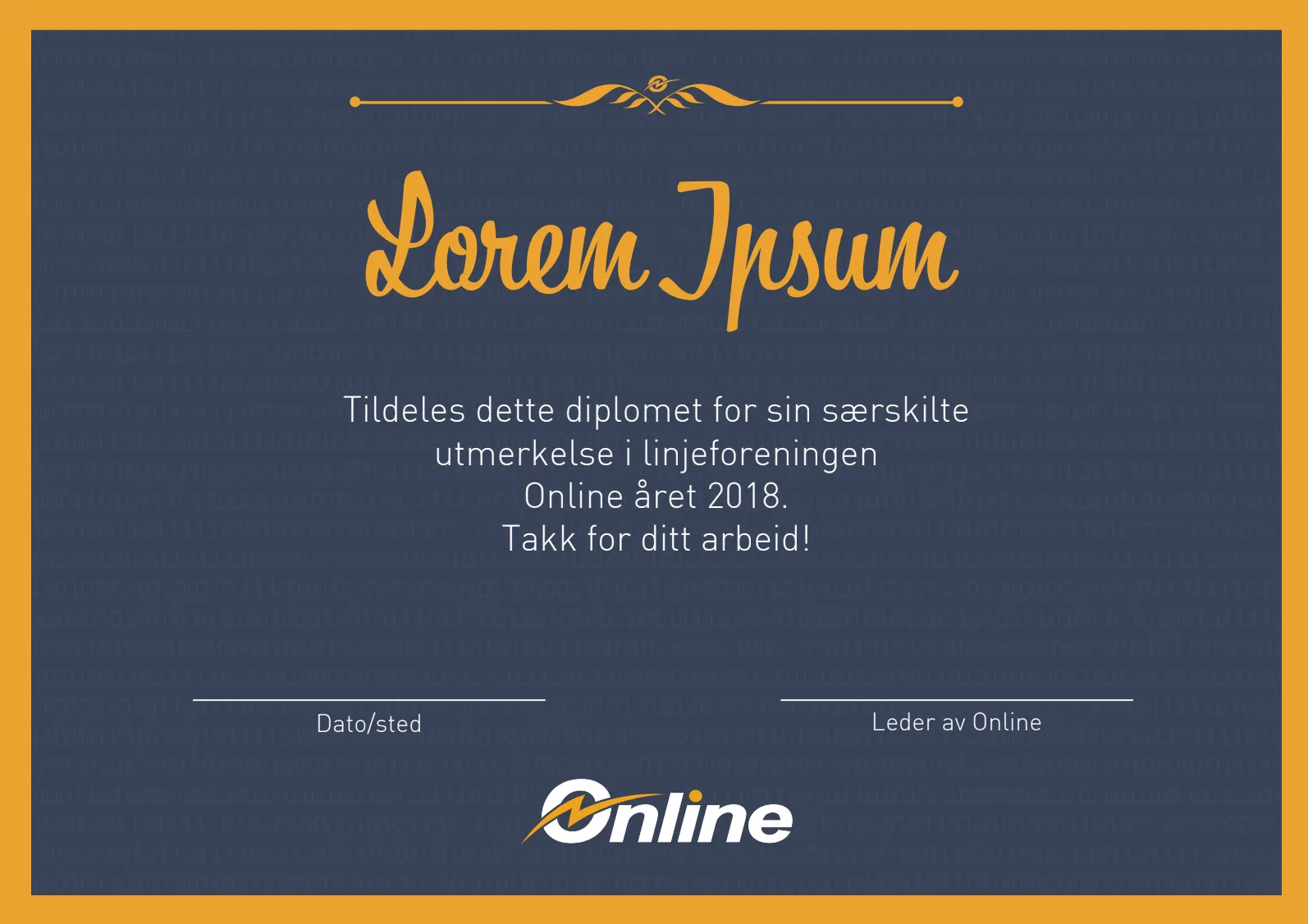 Gammel diplom for særskilt utmerkelse